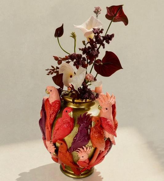 FLOCKING BIRDS VASE