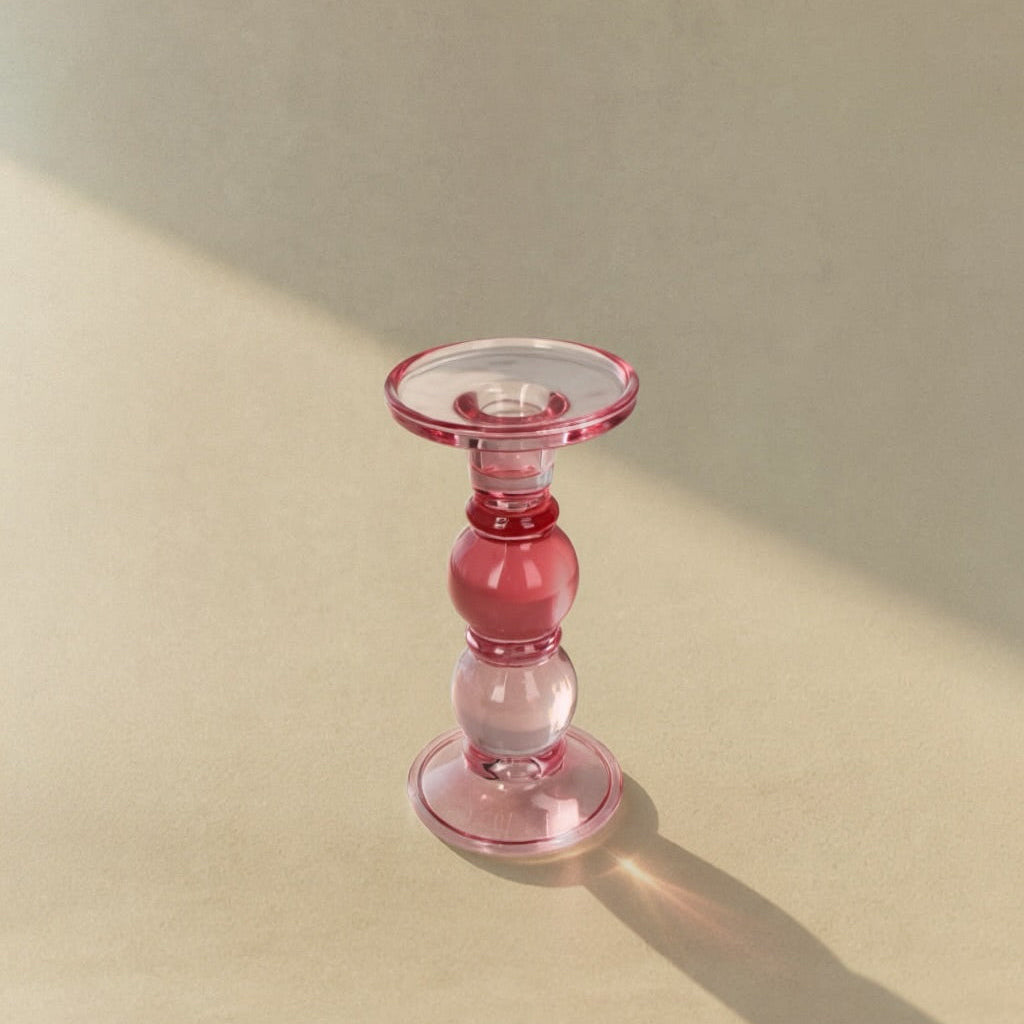 DOUBLE PINK BUBBLE CANDLE HOLDER