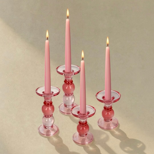 DOUBLE PINK BUBBLE CANDLE HOLDER